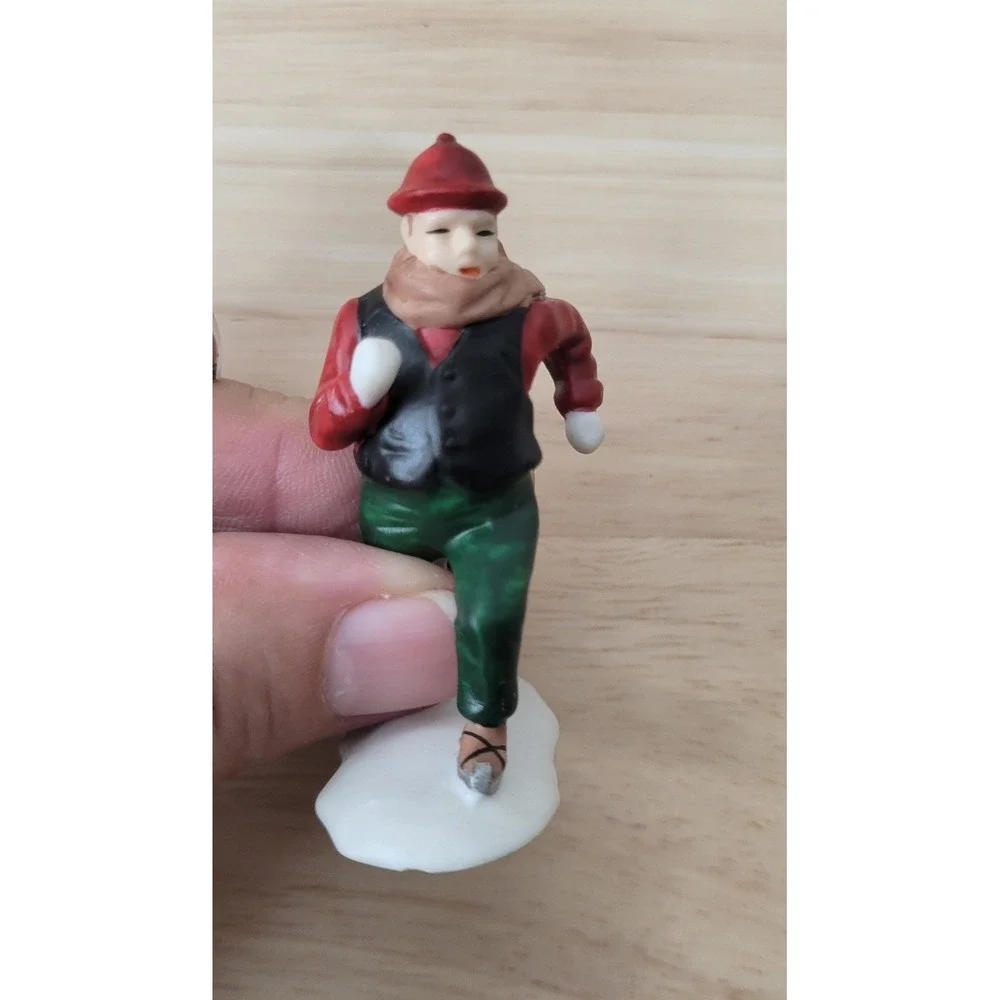 Vtg Dept 56 Ceramic Christmas Village Figurines Tree Wood Chopper Skater‎ Woman